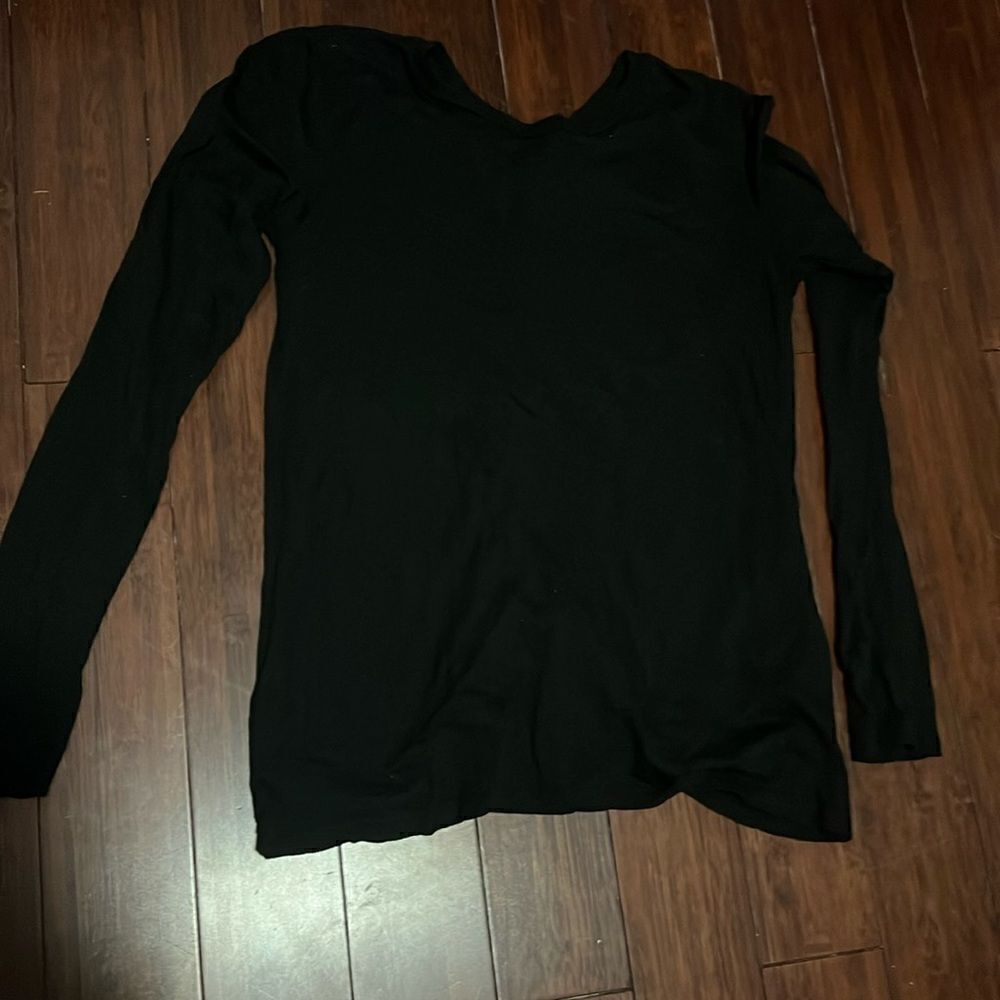 Stateside Long Sleeve Thin Black Shirt - Size Large - Ruched Back Detail